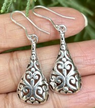 925 Sterling Silver Handmade Oxidized Cutwork Earrings, 4.0 gm - $21.55