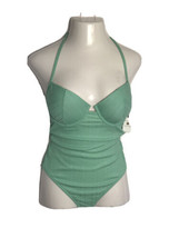 34D Shade &amp; Shore Cabana NWT One-Piece Swimsuit ~ Bluish Green ~ Tie Halter - $24.29