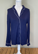 Nordstrom lingerie women’s button front long sleeve sleep shirt Size M n... - $8.74