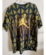 Vintage Nike Jordan Mens L Jumpman AOP T Shirt Black Yellow - £47.11 GBP