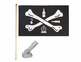 K&#39;s Novelties 5&#39; Wood Flag Pole Kit W/Nylon White Bracket 3x5 Tools of Trade Pir - £24.26 GBP