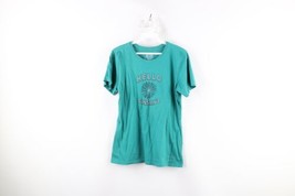 Life Is Good Womens Small Faded Spell Out Flower Short Sleeve T-Shirt Green - £19.34 GBP