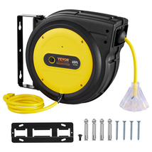 VEVOR Retractable Extension Cord Reel 65ft 12AWG/3C SJTOW Power Cord, Ye... - $109.99