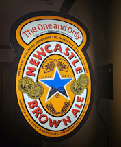 Large 24&quot; New Castle Brown Ale Beer 2 SIDED LIGHTED EURO PUB SIGN EVERBR... - $272.25