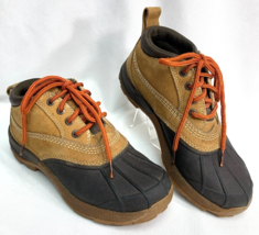 L.L Bean Womens Size 7.5 Ankle Duck Boots Rain Waterproof Tan Orange Lac... - $53.99