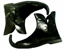 Medieval Leather Shoes, Fancy Halloween Pirate Shoe Ankle Shoe Gothic Mens Boots - £130.65 GBP
