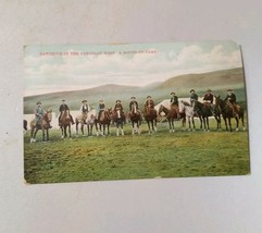 1911 Cowboy postcard &quot;Ranching in Canadian West Round Up Camp&quot;  horses - £3.19 GBP