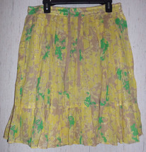 New Womens Old Navy Shiny Gold Pinstripe Floral Lined Boho / Full Skirt Size M - £18.35 GBP