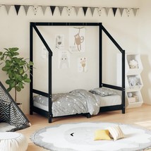 Kids Bed Frame Black 70x140 cm Solid Wood Pine - £80.58 GBP