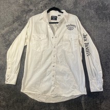 Jack Daniels Shirt Womens Large White Pearlsnap Button Down Old No7 Western - £5.68 GBP
