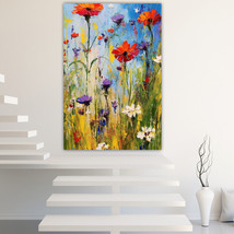 Wild Flowers Canvas Painting Wall Art Posters Landscape Canvas Print Picture - £10.24 GBP+