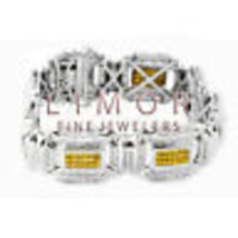 8.56CT Men's Princess Cut Canary Diamond Bracelet In 14K White Gold - $7,622.01