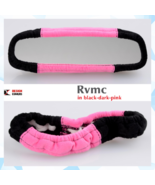 Rear View Mirror Cover Hot Pink &amp; Black Velvet - $8.14