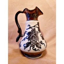 Vintage Pitcher - Brown Blue &amp; White Water Jug Pitcher - £17.41 GBP