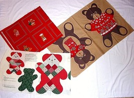 Christmas Bears Fabric Panels Cut OutsTeddy Bear Beary Picture Book Patches - $27.18