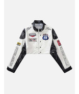 Badge Short PU Leather Racing Jacket - $63.13 CAD