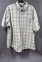 Croft &amp; Barrow Shirt Mens XXL(2XL) Green Plaid Button Down Vintage Short... - $18.26