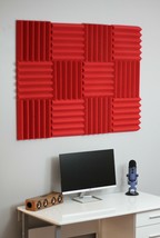 2&quot; Red Acoustic Wedge Soundproofing Studio Foam Tiles 12 Pack - £29.89 GBP