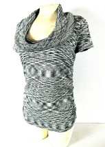 Apt 9 womens Small black gray SILVER METALLIC ruched cowl neck sweater (J)PMTD - £8.26 GBP