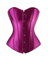 Purple Satin Gothic Burlesque Costume Overbust Plus Size Corset Waist Training - £51.94 GBP