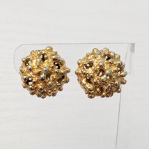 Vintage Clip On Earrings Chunky Uneven Domed Gold Tone - Heavy Silvering - £10.22 GBP