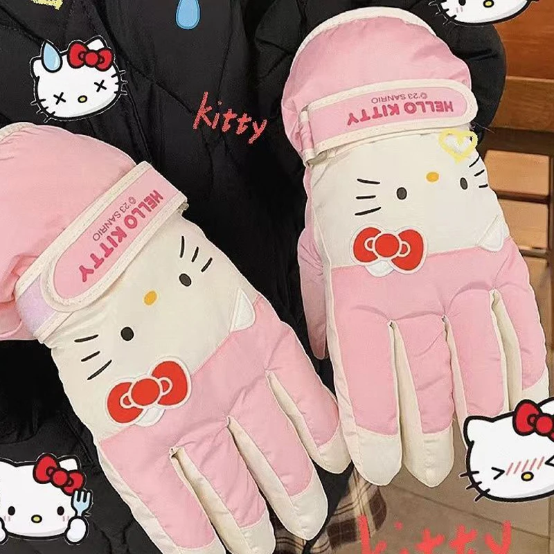 Kawaii Sanrio Thickened Gloves Hello Kittys Anime Cartoon Warm Winter Outdoor - £17.84 GBP
