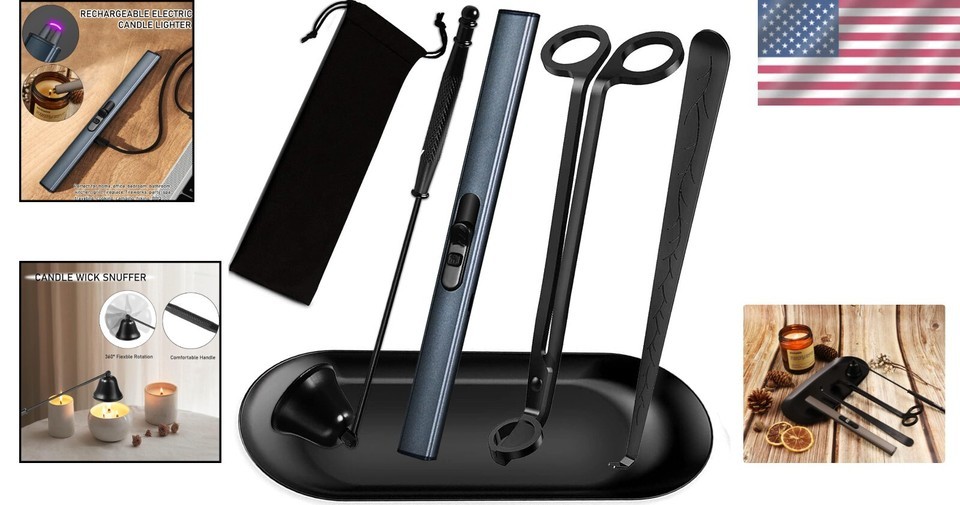 Candle Wick Trimmer, Snuffer & Electric Lighter set – Perfect Gift for Lovers Item image 2