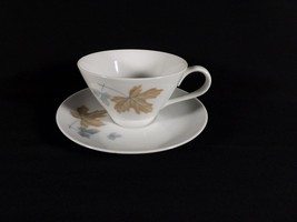 Noritake Maplewood Cup &amp; Saucer Set Tan &amp; Blue Leaf -7 Available - $2.40