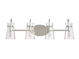 Hampton Bay Vinton Place 31 in. 4-Light Brushed Nickel Vanity Light Clear Glass - £58.72 GBP