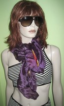 Vintage WOMEN&#39;S Ladies Purple Abstract Shapes Fashion SCARF Wrap - $19.99