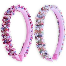 2 Beaded Headbands for Girls Pink Pearl Bead Hair Bands for Kids Cute Fashion Gi - £23.96 GBP