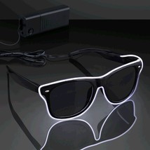 Banray Electro Luminescent Sunglasses White Frame Blue Mirror Lens - $52.49