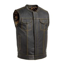 Men&#39;s Cowhide Leather Motorcycle Vest THE CUT Biker Apparel by FirstMFG - £135.85 GBP