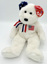 2002 Ty Beanie Buddy "America" Retired Stars & Stripes Bear BB28 - $12.99