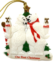 Rare VTG 1996 Coca Cola Our First Christmas Polar Bear Porcelain Ornament Box - £12.21 GBP