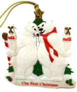 Rare VTG 1996 Coca Cola Our First Christmas Polar Bear Porcelain Ornamen... - £12.24 GBP