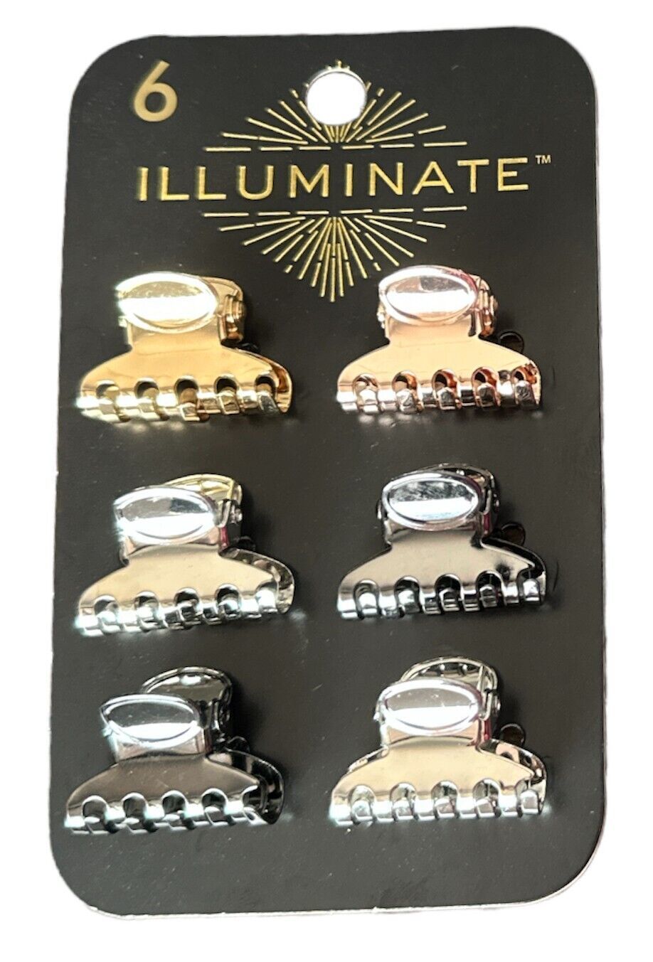 Illuminate 6 Pieces Clips Pinches - Metallic Gold, Black and Silver Colors - $4.94
