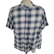 KUHL Short Sleeve Button Front Shirt Mens Size Large 100% Organic Cotton Blue - £19.42 GBP