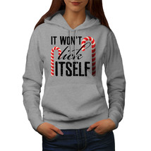 Wellcoda Naughty Christmas Womens Hoodie, Candy Cane Casual Hooded Sweatshirt - £28.88 GBP