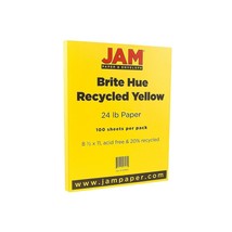 JAM Paper Colored 24lb Paper 8.5 x 11 Yellow Recycled 100 Sheets/Pack 10... - £23.58 GBP