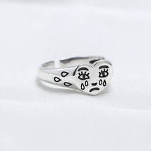 Creative Cry Face  Rings for Women New Trendy Fashion Female Resizable Ring Jewe - £7.19 GBP