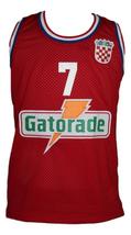 Toni Kukoc #7 Croatia Yugoslavia Custom Basketball Jersey New Sewn Red Any Size image 5
