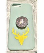 Case For Iphone 6/6s  - Aqua blue With Deer Head Sticker Unicorn Popup - $14.04 CAD
