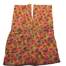 Susan Bristol Women&#39;s Straight Leg Pants Size 12 Pink Purple Orange Floral - £23.36 GBP