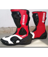 Red Yamaha Cowhide Motorbike leather boots Ce Approved  - $205.72 CAD