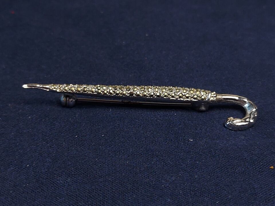 Vintage Rhinestone Encrusted Closed Umbrella Brooch - $20.07