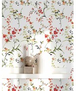 Floral Peel And Stick Wallpaper - Self Stick, Spring Red Floral, 17.7&quot; X... - $38.99