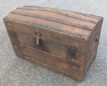 Antique Metal &amp; Wood Travel Chest Trunk - £103.09 GBP
