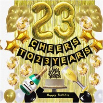 Golden Celebration: 23rd Birthday Bash Kit - Cheers To 23 Years! Includes Banner - £41.99 GBP