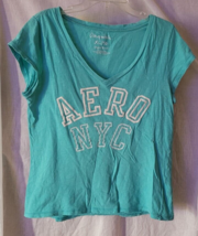 Women Aeropostale Size XL Pullover V-Neck T-Shirt Teal Color Casual Shor... - £7.91 GBP